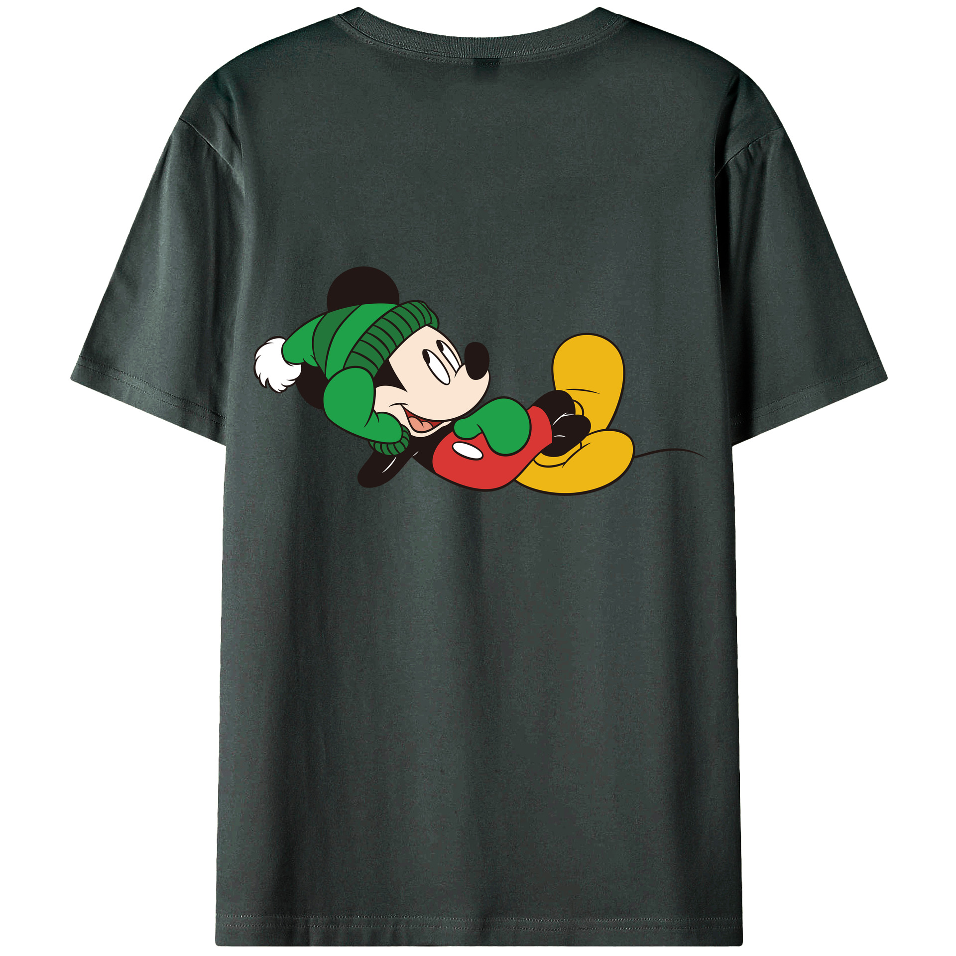 ミッキーマウス Mickey Mouse 綿100％ メンズ半袖Tシャツ（バックプリント） 通気性